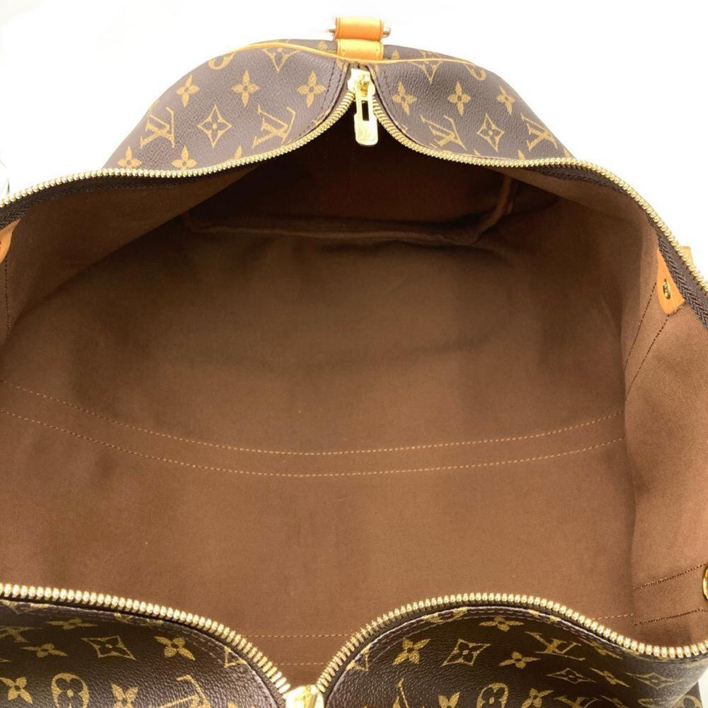 LOUIS VUITTON Authentic Brown Monogram Leather Keepall 55 Boston Bag - Picture 8 of 9